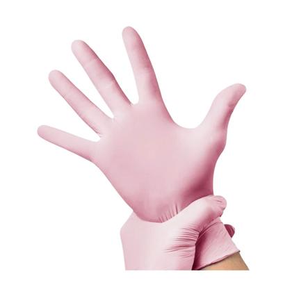 Imagem de Luvas descartáveis Nitrílicas sem pó Talge Rosa - 100 unidades Limpeza Gastronomia Alimentos estética