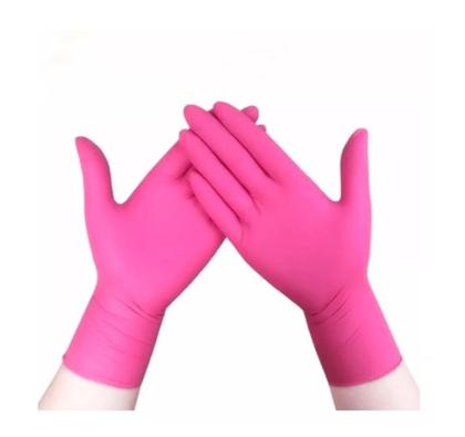 Imagem de Luvas descartáveis UniGloves Clássico cor rosa tamanho M de látex com pó x 100 unidades