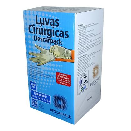 Imagem de Luvas estéreis cirúrgicas descarpack 50 pares tamanho 8,5