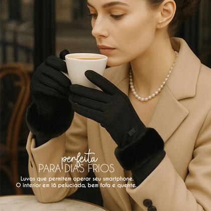 Imagem de Luvas Feminina Inverno Touch Screen Forrada com Lã Pelúciada