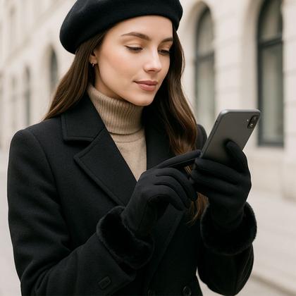Imagem de Luvas Feminina Inverno Touch Screen Forrada com Lã Pelúciada