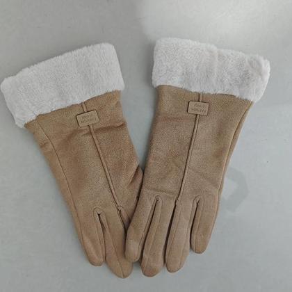 Imagem de Luvas Femininas Peludas Quentes com Tela de Toque - Ideal para Outono/Inverno