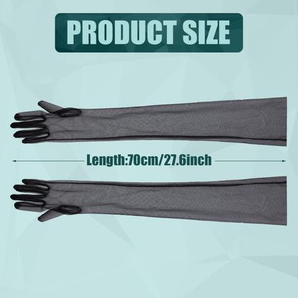 Imagem de Luvas femininas SAVITA, elásticas, comprimento do cotovelo, 70 cm, nylon preto