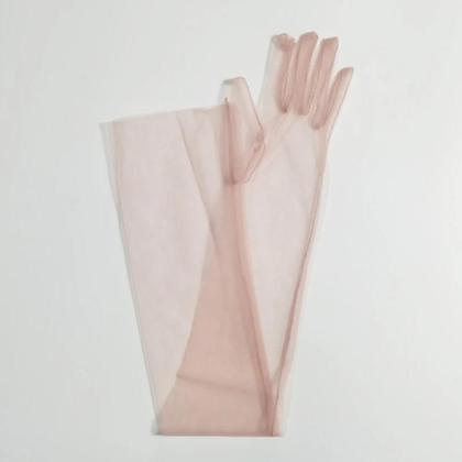 Imagem de Luvas Femininas Vintage Longas De Tule Com Dedos Completos, Comprimento Até O Cotovelo, Proteção