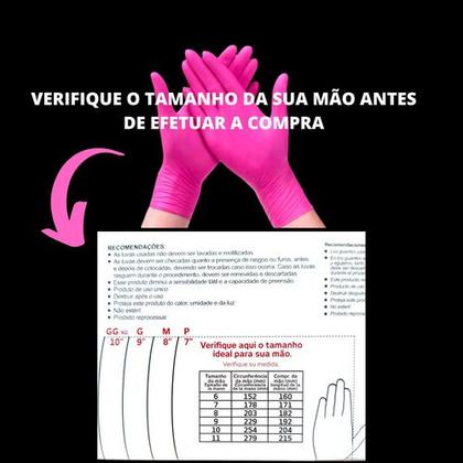 Imagem de Luvas Nitrilica Sem Pó Rosa Procedimento Descartável Pink 