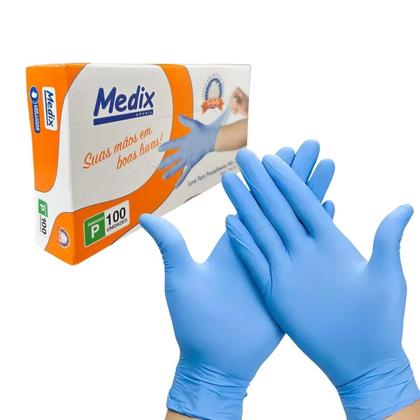 Imagem de Luvas Nitrílicas Procedimento Medix Caixa C/100 Azul