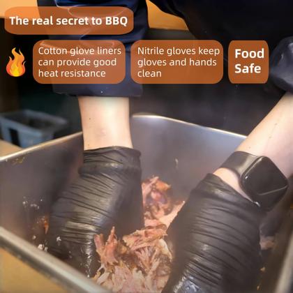 Imagem de Luvas para churrasco FayLongSky com 4 forros de algodão e 100 luvas de nitrilo