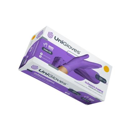 Imagem de Luvas proced latéx c pó unigloves purple 100un