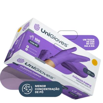 Imagem de Luvas proced latéx c pó unigloves purple 100un