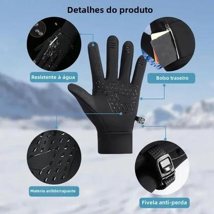 Imagem de Luvas Térmicas Impermeáveis para Inverno - Ideal para Corrida, Ciclismo, Esqui e Direção