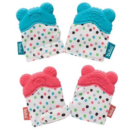 Imagem de Luvinha Mordedor de Silicone Urso Rosa Meninas Azul Meninos - Buba Baby