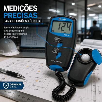 Imagem de Luxímetro Digital Minipa MLM 1011 Medidor de Luz Lux Lumens Profissional Alta Precisão