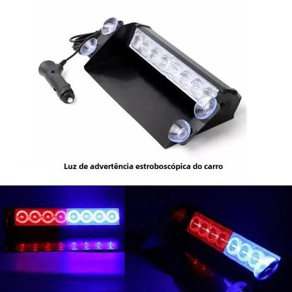 Imagem de Luz de Advertência Estroboscópica Universal para Carro 12V - 8 LEDs - Azul e Vermelho