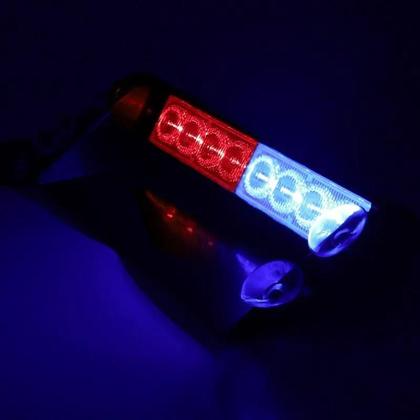 Imagem de Luz de Advertência Estroboscópica Universal para Carro 12V - 8 LEDs - Azul e Vermelho