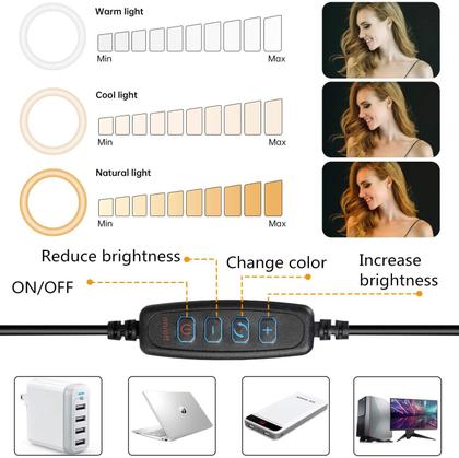 Imagem de Luz de anel de mesa ajustável Zoom Light Yarrashop com suporte