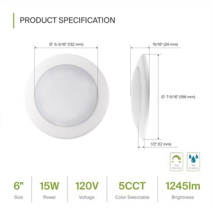 Imagem de Luz de disco LED ASD 6" 15W regulável 5CCT CRI90+
