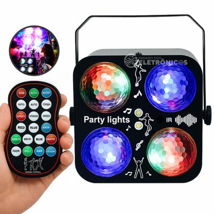 Imagem de Luz de Festa LED USB com Som Ritmo DJ, GOBO e Controle Multifuncional OIH6911