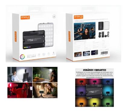 Imagem de Luz de Gravação Portátil para Celular  RGB LED com Ajuste de Cor, Ideal para Criadores