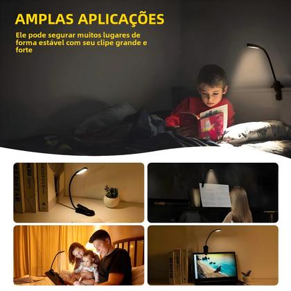 Imagem de Luz de Leitura Recarregável USB com 7 LEDs - Lâmpada Flexível Portátil (Branca e Fria)