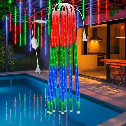 Imagem de Luz De Natal Pisca-pisca Meteoro Cascata 8 Tubos Led Bastão