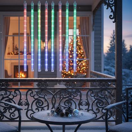 Imagem de Luz De Natal Pisca-pisca Meteoro Cascata 8 Tubos Led Bastão