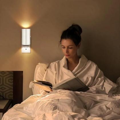 Imagem de Luz De Parede Ajustável Com Sensor Branco Quente 3 Cores Plug-in Para Escada, Quarto, Cabeceira E