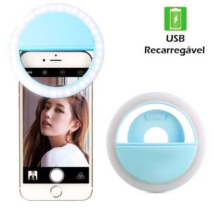 Imagem de Luz De Selfie Ring Light Anel Led Flash Celular Recarregável Azul