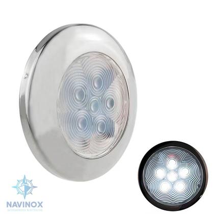 Imagem de Luz de Teto ou Cabine Redonda Branca Fria  6000K Acabamento em Aço Inox