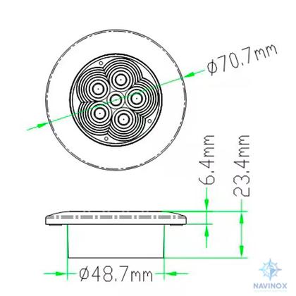 Imagem de Luz de Teto ou Cabine Redonda Branca Fria  6000K Acabamento em Aço Inox