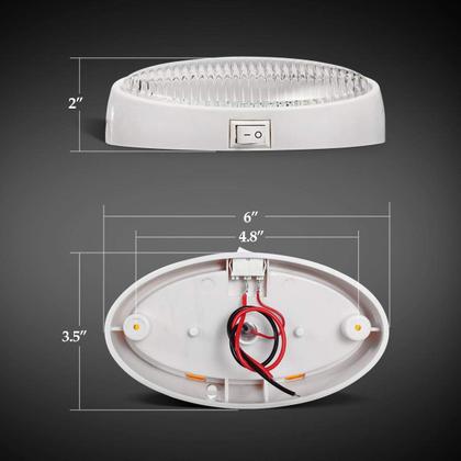 Imagem de Luz de varanda exterior LED RV Partsam Oval 12V com interruptor