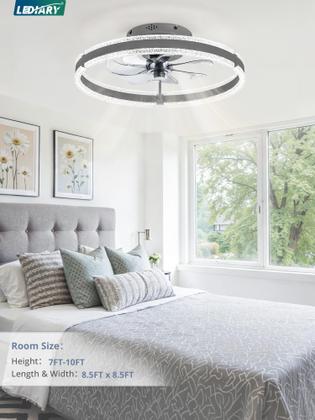 Imagem de Luz de ventilador de teto LEDIARY de 20" regulável 3000-6000K 6 velocidades