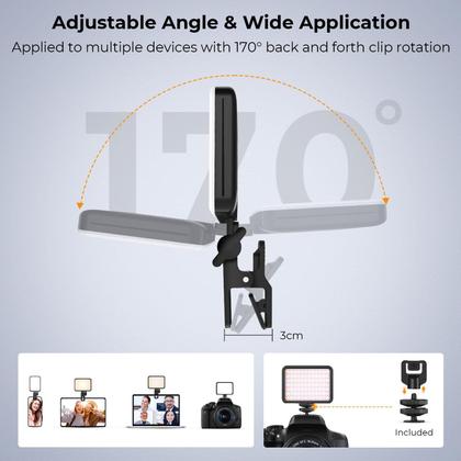 Imagem de Luz de vídeo LED K&F Concept Clip Fill com filtro de 4 cores 2000mAh