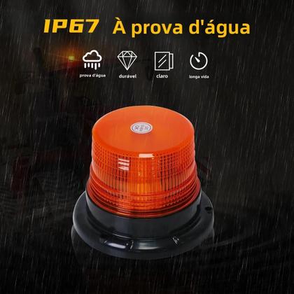 Imagem de Luz Estroboscópica de Emergência LED com Base Magnética para Carro - Farol Piscante