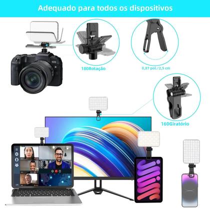 Imagem de Luz LED Portátil para Selfie - 60 Leds de Alta Qualidade, 2200mAh, Recarregável, 7 Modos de Iluminação