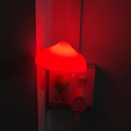 Imagem de Luz noturna AUSAYE, sensor LED em forma de cogumelo, pacote com 5 unidades, vermelho