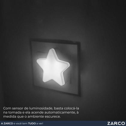 Imagem de Luz Noturna Estrela LED BUBA com Sensor Automático BIVOLT e Iluminação Suave para Bebê