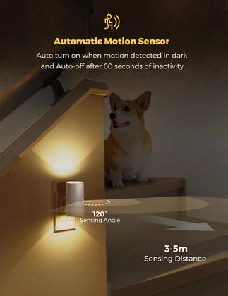 Imagem de Luz noturna L LOHAS Sensor de movimento LED 1W 100LM 3000K, pacote com 2