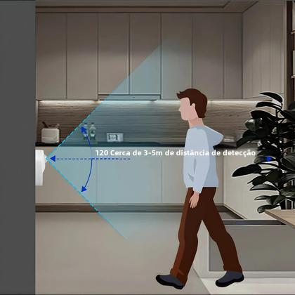 Imagem de Luz Noturna LED Com Sensor De Movimento Operada Por Bateria, Adesiva Para Corredor, Escada,