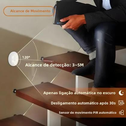 Imagem de Luz Noturna LED Com Sensor De Movimento PIR Recarregável, Lâmpada Sem Fio Para Armário De Cozinha,