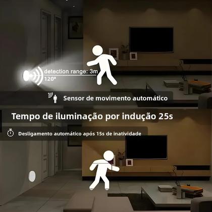 Imagem de Luz Noturna LED Com Sensor De Movimento PIR Recarregável, Lâmpada Sem Fio Para Armário De Cozinha,