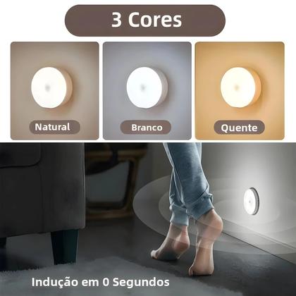 Imagem de Luz Noturna LED Com Sensor De Movimento Recarregável Por USB, 3 Cores, Pacote De 2-6 Para Armário,