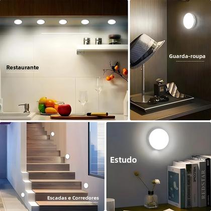 Imagem de Luz Noturna LED Com Sensor De Movimento Recarregável Por USB, 3 Cores, Pacote De 2-6 Para Armário,