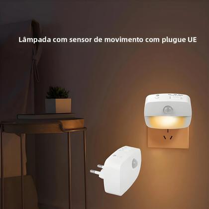 Imagem de Luz Noturna LED Com Sensor De Movimento Sem Fio Plugável Para Quarto Escada Armário Ao Lado Da Cama