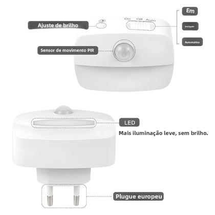 Imagem de Luz Noturna LED Com Sensor De Movimento Sem Fio Plugável Para Quarto Escada Armário Ao Lado Da Cama