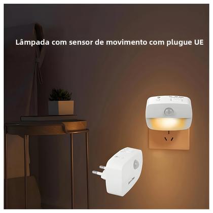 Imagem de Luz Noturna LED Com Sensor De Movimento Sem Fio Plugável Para Quarto Escada Armário Ao Lado Da Cama