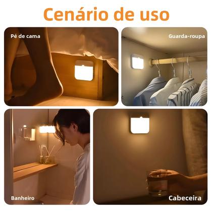 Imagem de Luz Noturna LED Com Sensor De Movimento USB Tipo-C Lâmpada Quadrada Para Quarto Cozinha Escada