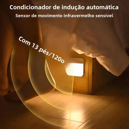 Imagem de Luz Noturna LED Com Sensor De Movimento USB Tipo-C Lâmpada Quadrada Para Quarto Cozinha Escada