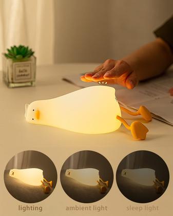 Imagem de Luz Noturna LED HAPPYBAG - Patinho Deitado - 3 Níveis de Intensidade