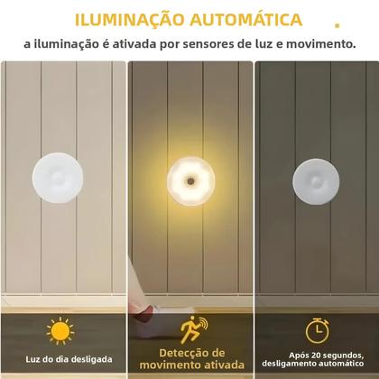 Imagem de Luz Noturna LED Inteligente Com Sensor De Carregamento USB 8 LEDs Indução Do Corpo Humano Lâmpada De