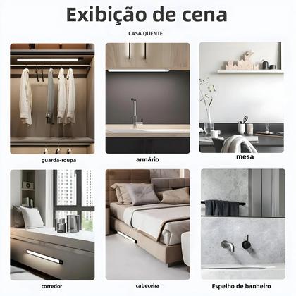 Imagem de Luz Noturna LED Sem Fio Recarregável Com Sensor Para Abaixo Do Armário 10-50CM Para Quarto E